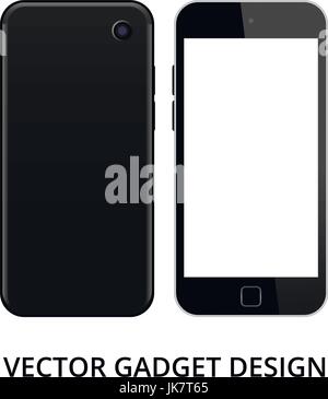 Smart phone en recto et verso sur fond blanc. Vector illustration réaliste, pour la conception graphique et web Illustration de Vecteur