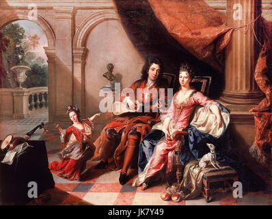 Jacob van Schuppen (guitariste). Circa 1700. Huile sur toile. Walker Art Gallery, Liverpool, Angleterre. Banque D'Images