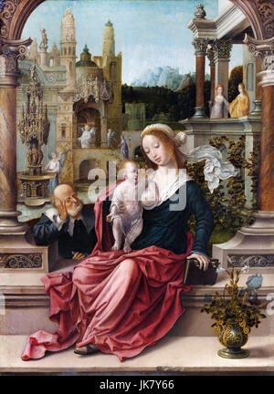 Jan Gossaert, la Sainte Famille. Circa 1507-1508. Huile sur panneau. Getty Center, Los Angeles, USA. Banque D'Images