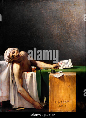 Jacques-Louis David, La Mort de Marat 1793 Huile sur toile. Musées royaux des Beaux-Arts de Belgique, Bruxelles, Belgique. Banque D'Images