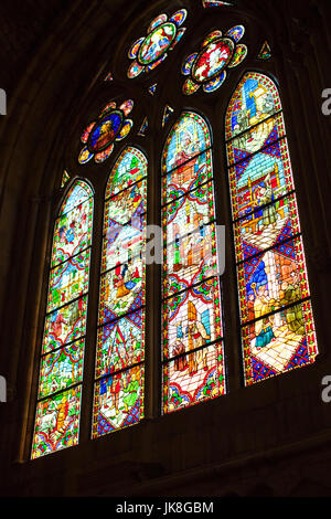 L'Espagne, Castilla y Leon, Leon Région Province, Leon, Catedral de Leon, cathédrale, vitraux d'intérieur Banque D'Images