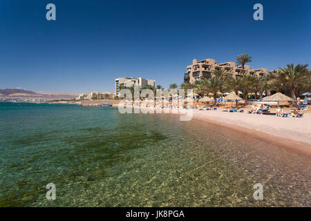 La Jordanie, Aqaba, Mer Rouge beach et hôtels Banque D'Images