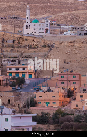 La Jordanie, Petra-Wadi Tayyibeh, Musa, aperçu ville Banque D'Images