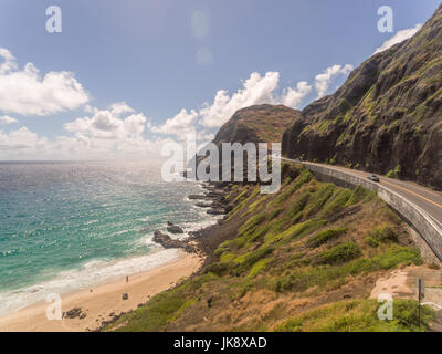 Vue aérienne de Makapu'u beach sur l'île d'Oahu, Hawaii Banque D'Images