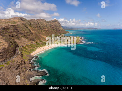 Vue aérienne de Makapu'u beach sur l'île d'Oahu, Hawaii Banque D'Images