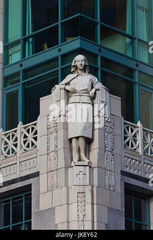 Canada, Colombie-Britannique, Vancouver, Place de la Cathédrale, Construction Détail de sculpture infirmière Banque D'Images