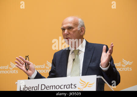 Vince Cable est élu chef du Parti libéral-démocrate à la suite de la démission de Tim Farron Banque D'Images