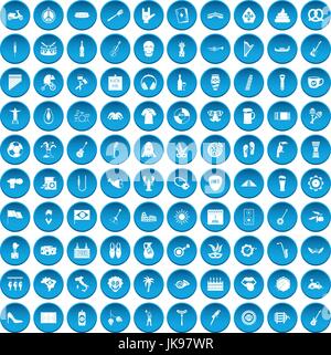 Festival de rue 100 blue icons set Illustration de Vecteur
