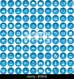 100 team building icons set blue Illustration de Vecteur