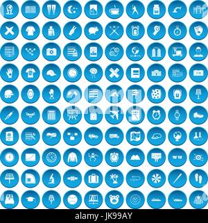 100 fois blue icons set Illustration de Vecteur