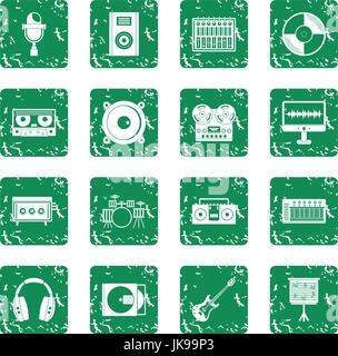 Studio d'enregistrement articles icons set grunge Illustration de Vecteur