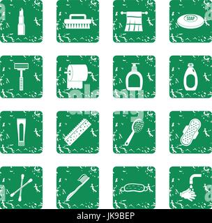 Des outils d'hygiène icons set grunge Illustration de Vecteur