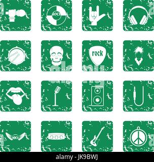 La musique rock icons set grunge Illustration de Vecteur