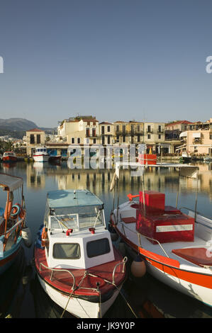 Spanien, Kreta, Rethymno, Hafen, Boote, Morgenlicht, Banque D'Images