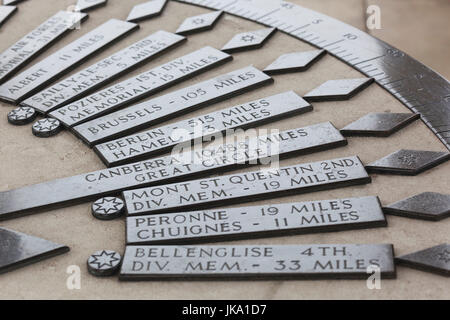 France, Picardie, Somme, Somme de bataille, Villers-Bretonneux, Mémorial National Australien à des soldats perdus au cours de la Première Guerre mondiale, le niveau de détail de la carte Banque D'Images