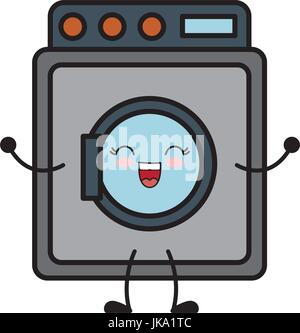 L'icône kawaii lave-linge Illustration de Vecteur