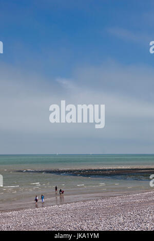 France, Haute-Normandie, Seine-Maritime, Veulettes Sur Mer, vue sur la plage élevée Banque D'Images