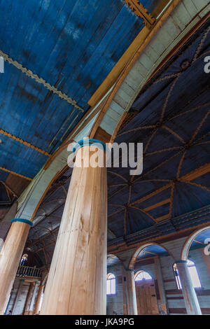 Le Chili, l'archipel de Chiloé, l'île de Quinchao, Achao, Iglesia Santa Maria de Loreto, l'intérieur de l'église Banque D'Images