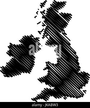 Carte des îles Britanniques, d'illustration vectorielle scribble sketch Îles Britanniques Illustration de Vecteur