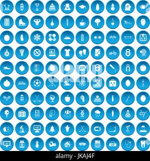 100 personne bien icons set blue Illustration de Vecteur