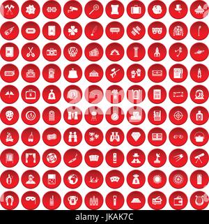 100 jeux adultes icons set red Illustration de Vecteur