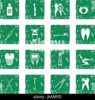 Soins dentaires icons set grunge Illustration de Vecteur