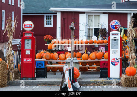 USA, Ohio, Pennsylvania Dutch Country, Bird in Hand, Vieux Village Store et de citrouilles, automne Banque D'Images