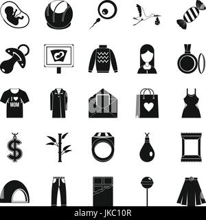 La grossesse, le style simple icons set Illustration de Vecteur