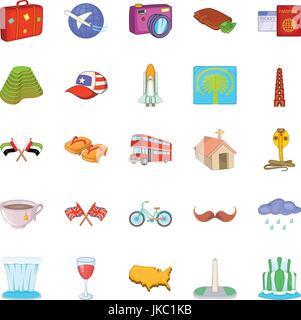 Monde icons set, cartoon style Illustration de Vecteur