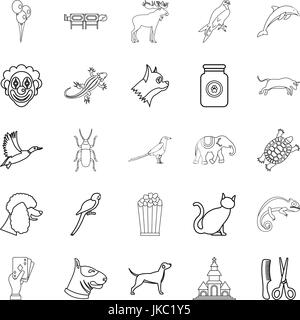 Icons set animaux style du contour, Illustration de Vecteur