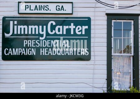 USA, Géorgie, plaines, signe pour Jimmy Carter Siège de campagne présidentielle Banque D'Images