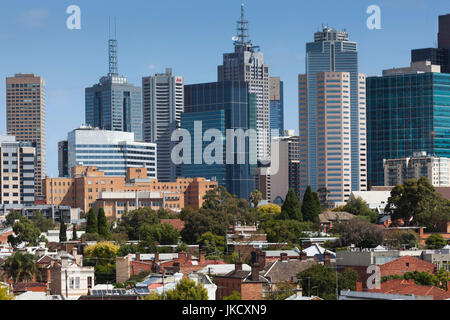 L'Australie, Victoria, Melbourne, VIC, Fitzroy, elevated view de toits de Melbourne Banque D'Images