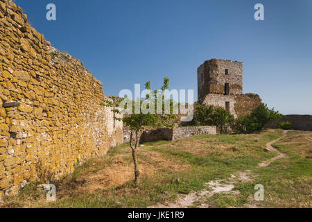 La Roumanie, le Delta du Danube, Sarichioi, ruines de l'Heracleea Cetatea de la forteresse Enisala, 15e siècle Banque D'Images