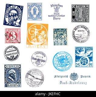 Des timbres et des étiquettes à partir de la Bavière, Allemagne, surtout