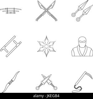 Armes anciennes icons set style du contour, Illustration de Vecteur