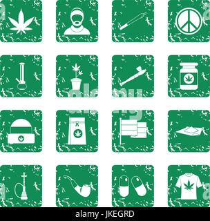 Rasta icons set grunge Illustration de Vecteur