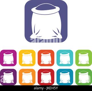 Sac de farine complète icons set Illustration de Vecteur
