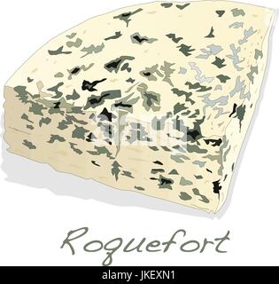 Roquefort bleu sur l'isolé sur fond blanc Illustration de Vecteur