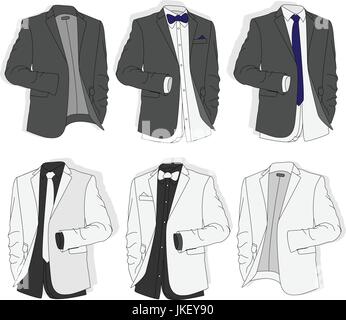 Men's jacket. Le costume des hommes de cérémonie, Tuxedo. Vector illustration. Illustration de Vecteur