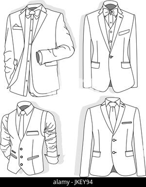 Men's jacket. Le costume des hommes de cérémonie, Tuxedo. Vector illustration. Illustration de Vecteur