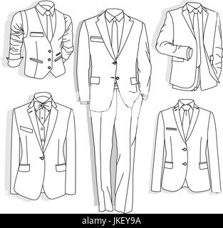 Men's jacket. Le costume des hommes de cérémonie, Tuxedo. Set d'accessoires. Vector illustration. Illustration de Vecteur