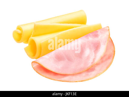 Jambon et fromage isolé sur fond blanc Banque D'Images