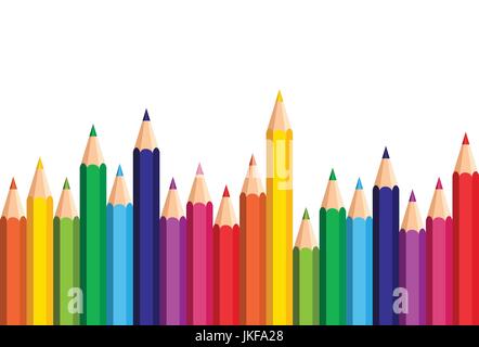 Fond blanc avec des crayons colorés Agacées Copie Espace Banner Illustration de Vecteur