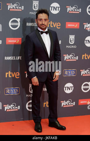 Réalisateur Juan Antonio Bayona pendant une séance de la remise des Prix 2017 Platino à Madrid le samedi 22 juillet 2017. Banque D'Images