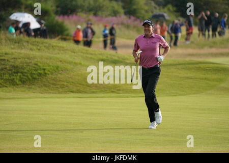 Southport, Merseyside, Royaume-Uni. 22 juillet, 2017. Jordan Spieth (USA) Golf : Jordan Spieth des États-Unis sur le 17ème trou au cours de la troisième série de la 146e British Open Golf Championship au Royal Birkdale Golf Club à Southport, Merseyside, Angleterre . Credit : Koji Aoki/AFLO SPORT/Alamy Live News Banque D'Images