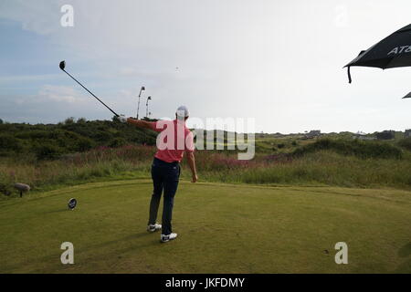 Southport, Merseyside, Royaume-Uni. 22 juillet, 2017. Jordan Spieth (USA) Golf : Jordan Spieth des États-Unis sur le 16e trou lors de la troisième ronde de la 146e British Open Golf Championship au Royal Birkdale Golf Club à Southport, Merseyside, Angleterre . Credit : Koji Aoki/AFLO SPORT/Alamy Live News Banque D'Images