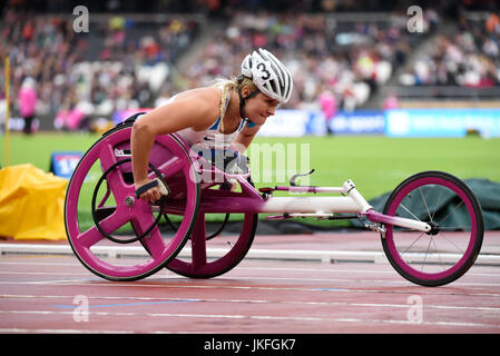 Samantha dans la Kinghorn 800m T53 et a terminé en cinquième place au World Para athlétisme championnats dans le stade de Londres Banque D'Images