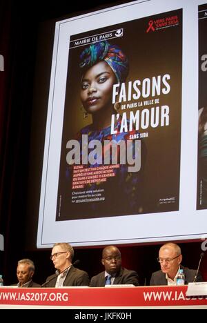 Paris, France, IAS, International AIDS Society Meeting, hiv, AIDS Poster, Paris sans SIDA, affiche sur la prévention du VIH, centre de conférence médical, programme de sensibilisation et de prévention Banque D'Images