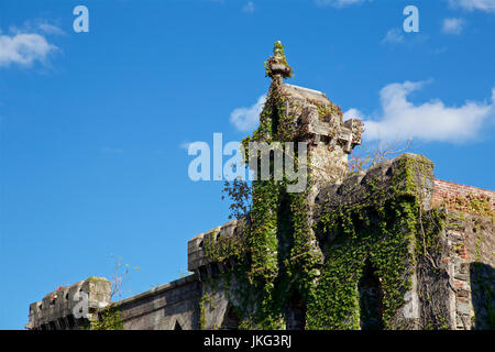 Ruines de la variole Renwick sur l'hôpital Roosevelt Island, New York, NY, USA. Banque D'Images