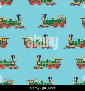 Locomotive à vapeur dessin lumineux seamless background Illustration de Vecteur